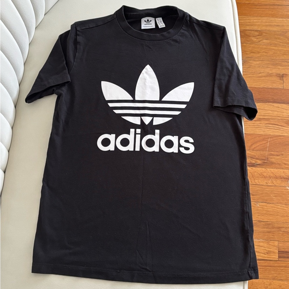 Adidas Black Tee with White Trefoil Logo